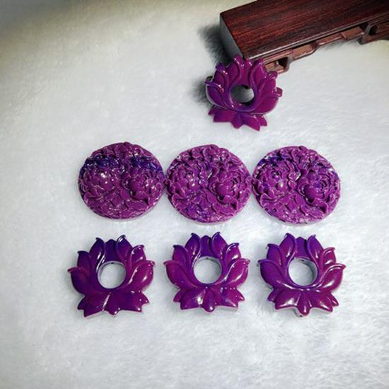 Sugilite Color Nine-Turn Lotus Peony Blooming Pendant Charm DIY Beads Accessories Nine-Turn Lotus