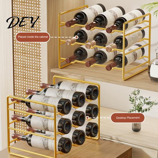 Desktop Bottle Rack Iron Wine Rack, Curved Grooves, Countertop Cabinet Storage Shelf, Compact Stand Metal Holder, for Kitchen Cupboard And Pantry Home