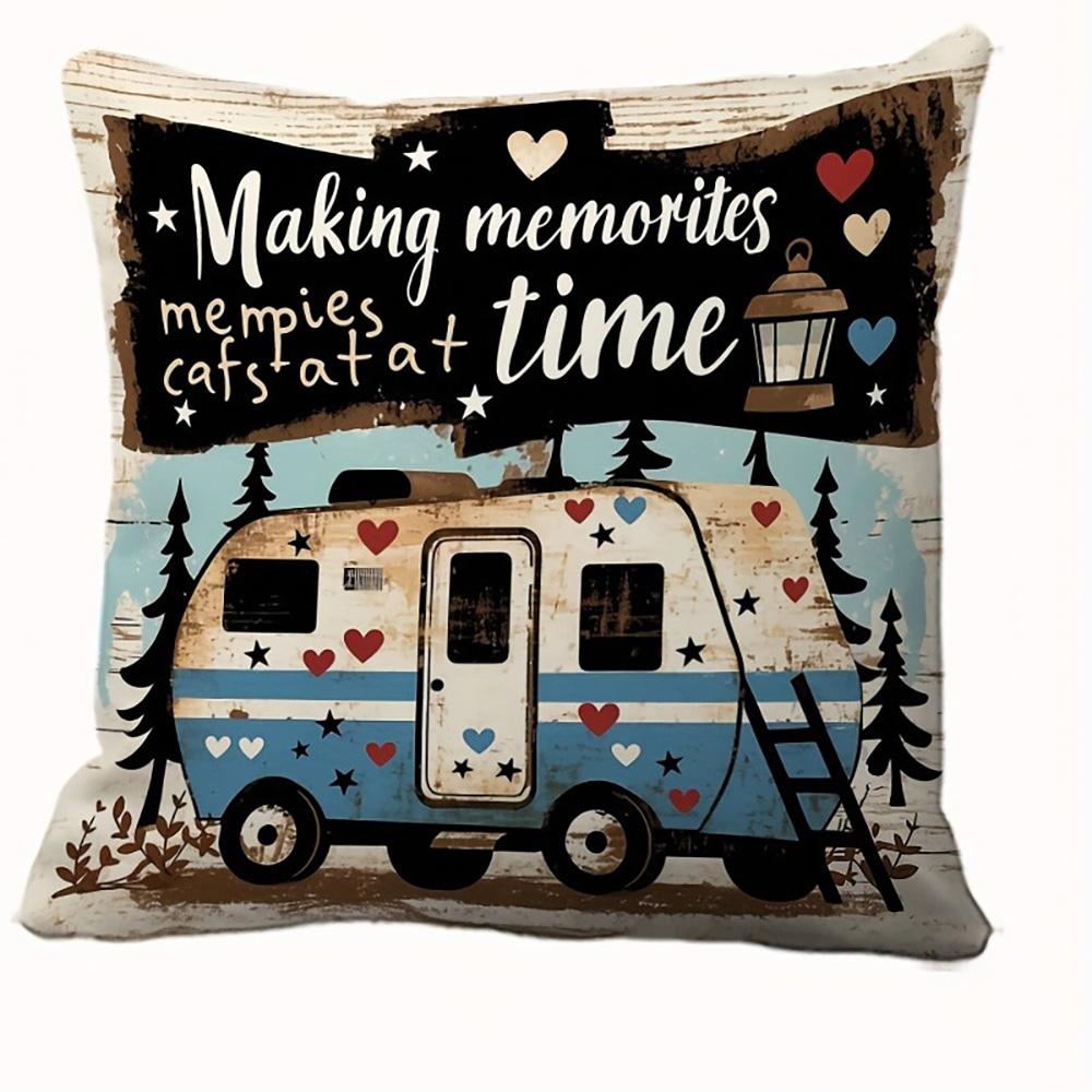 Campers' Paradise: Unique Decorative Pillow Covers with RV and Nature Designs Sofa Cushion Cover Home Room Decoration