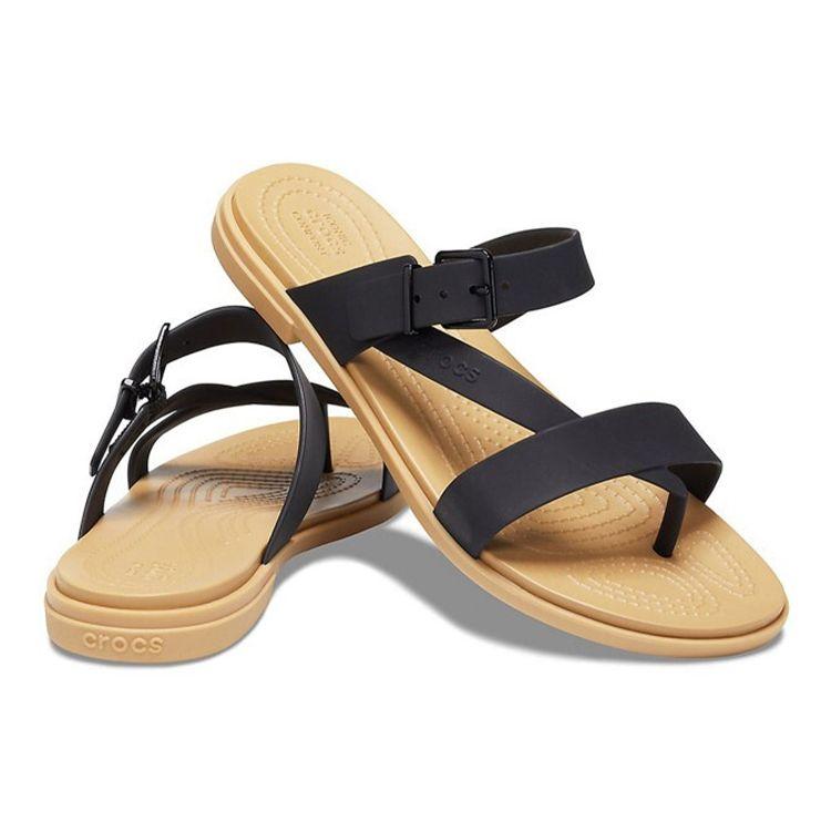 Crocs Women Tulum Resort Black Brown Casual Comfort Sports Slides 206108-00W
