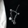 Dark Alloy Double Layer Bracelet with Heart, Little Bear, and Cross Pendants