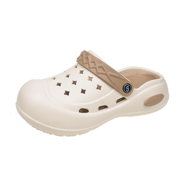 Thick-soled Hole Shoes Women's Outer Wear Increases 2025 Spring and Summer New Beach Sandals Non-slip Muffin Bag Head Slippers