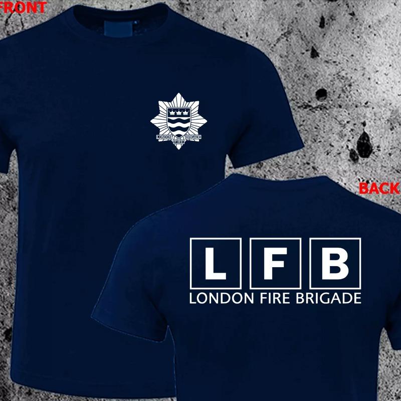 Trend 25 New London Fire Brigade LFB British Firefighters Wear Cotton Shortsleeved Tshirts with The Same Letter Print