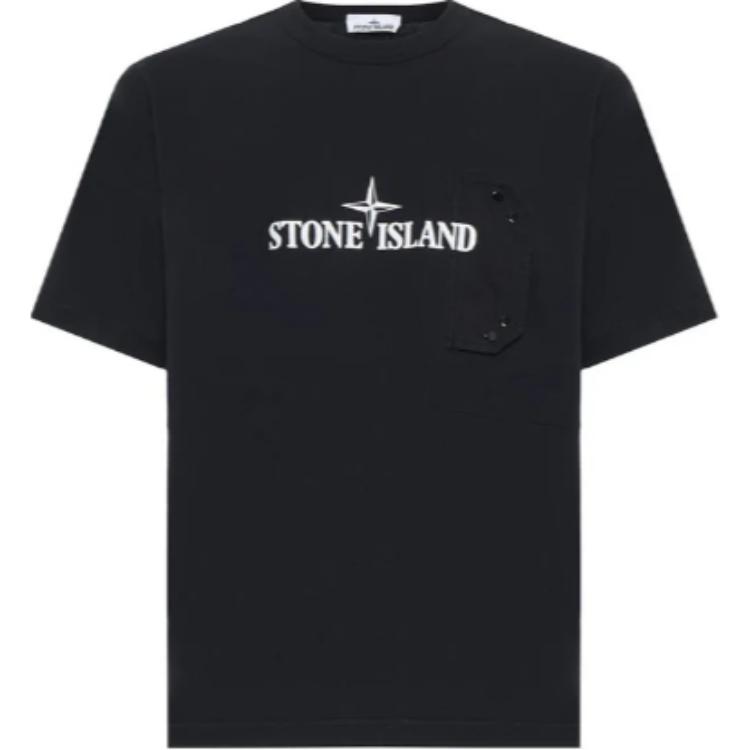 

Stone Island Logo Print Crew Neck Short Sleeve T-Shirt Men Tops Black 811521079-V0029 M