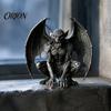 Schreibtischregal Dekor Gargoyle Figur, Mittelalterliche Dunkle Geflügelte Statue, Harz Gotische Architektonische Figur Dämon mit Hörnern Verzierung für Büro Bücherregal