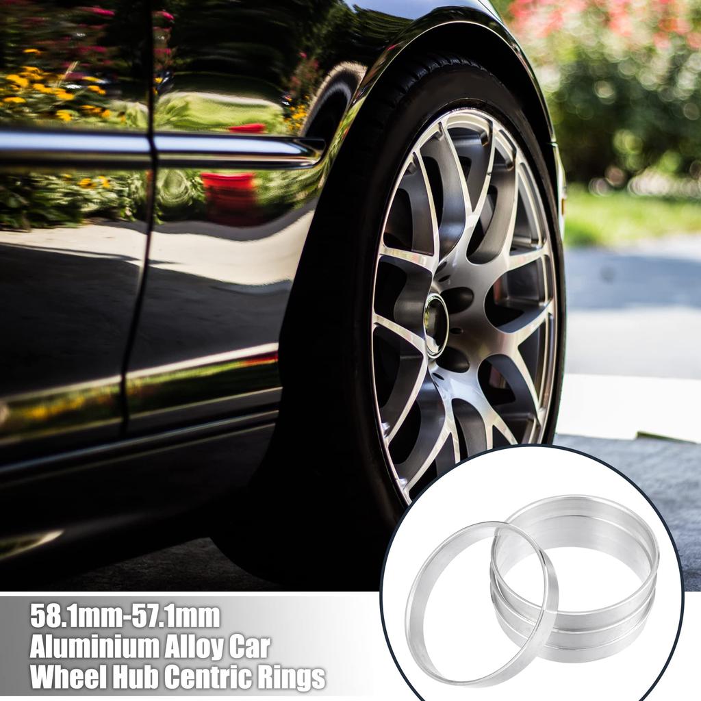 uxcell Hub Centric Ring Aluminum Alloy Car Hub Center Ring Wheel Replacement Boressor Spacer Silver Tone 4pcs 58.1mm-57.1mm