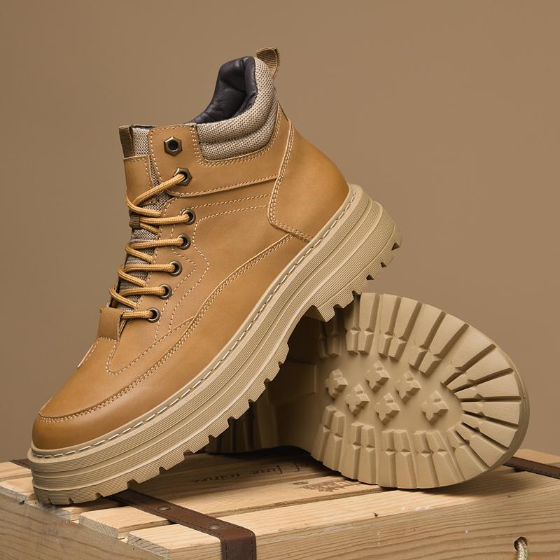 Genuine Leather Men Sneakers Outdoor Hiking High Top Shoes Non-slip Men's Desert Ankle Boots Luxury Brand Male Motorcycle Boots