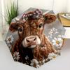 Cute Highland Cow Folding Umbrella Fashion Auto-Open Design 8 Iron Ribs Plastic Handle Foldable Sunshade Perfect Christmas Gifts
