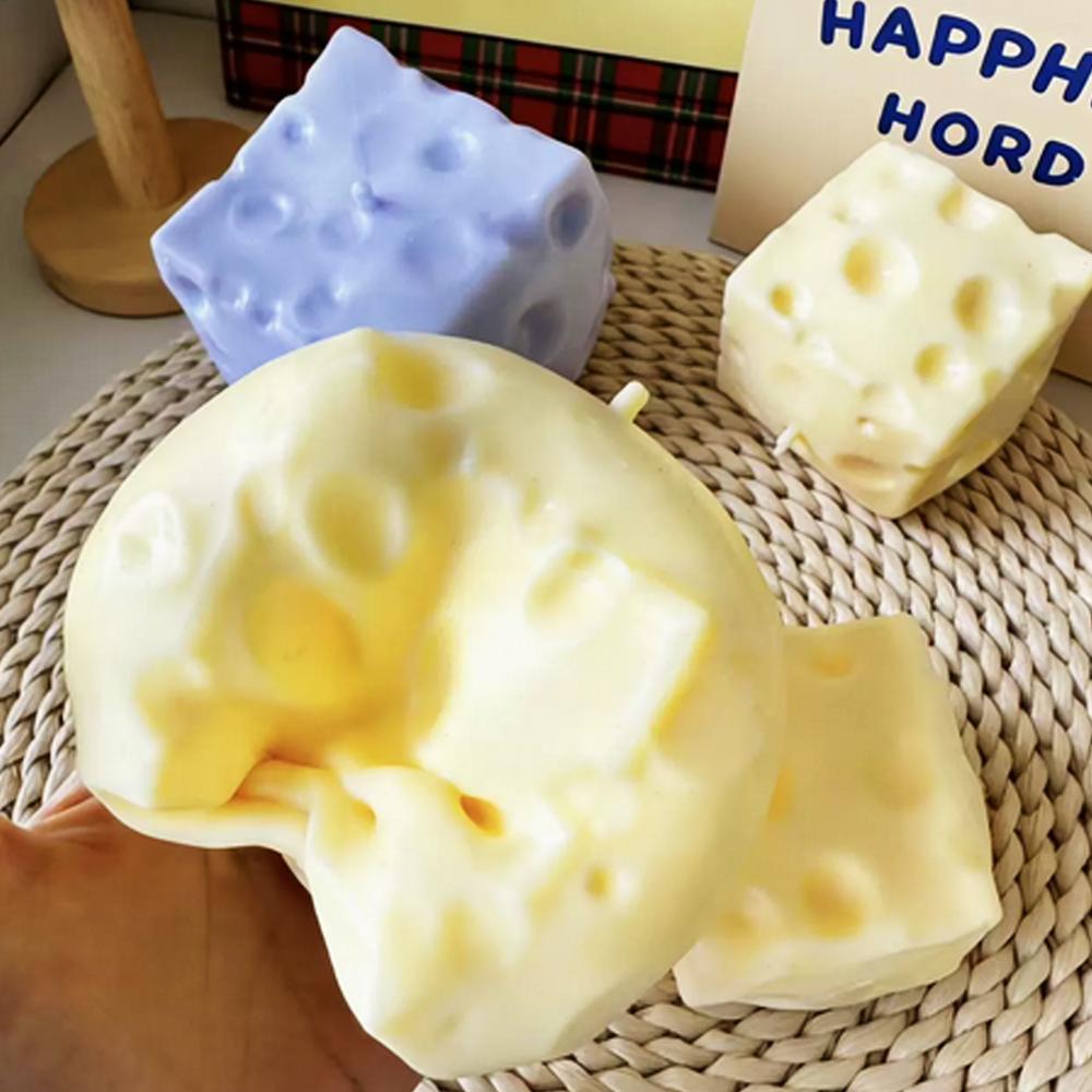 Jumbo Cheese Cube Stress Ball - 1/2Pc Big Shapeable Non-Bounce Squeeze Ball Fidget Toy Sensory Anti-Stress Christmas Gift Idea