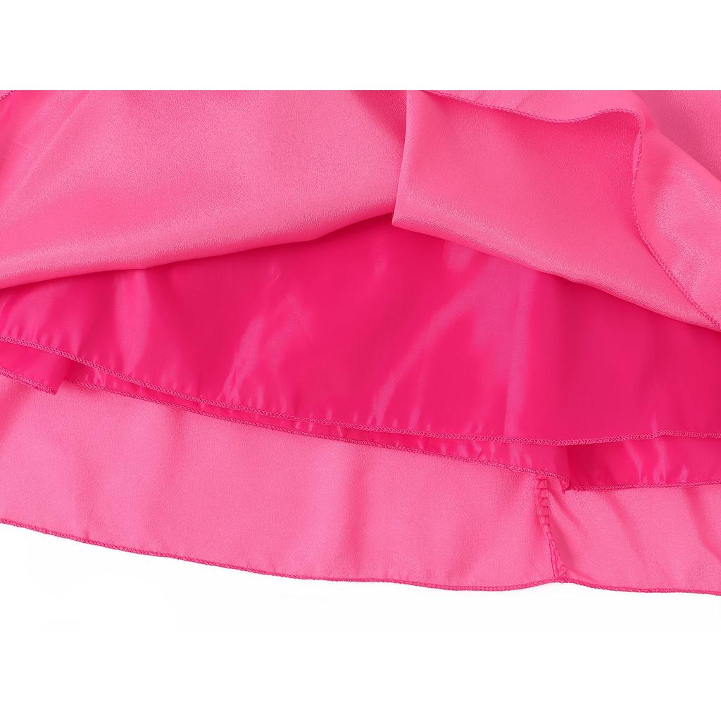 Peach Princess Dress Set - Polyester Fabric Halloween Christmas Carnival Cosplay Costume with Gloves and Crown Rose Pink 120 Cm