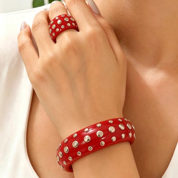 2-teiliges kreatives Metall-Durchbruch-Blatt-Armreif- & Ring-Set für Damen