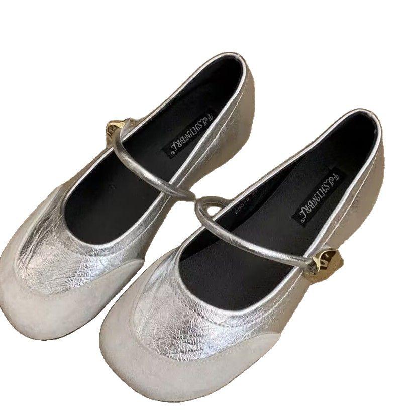 Simple light mouth ballet white French Mary Jane shoes women's 2025 new spring skirt light mouth flat sole shoes