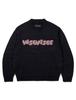 YESEYESEE Marble Pattern Logo Knit Pullover Black