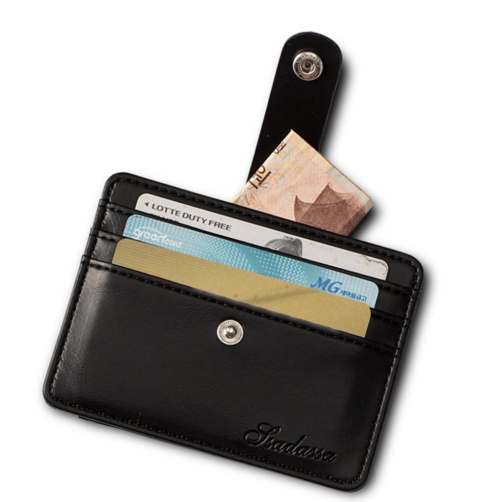 Reverse Faux Leather Card Wallet (Black) Card Holder Pocket Wallet