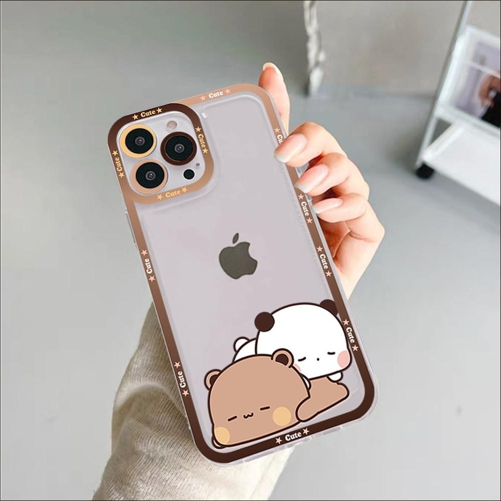 Bubududu Panda Phone Case For iPhone 11 12 13 14 Mini Pro Max XR X XS TPU Clear Case For 8 7 6 Plus SE 2020