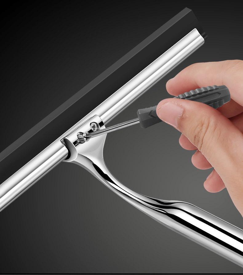 Stainless Steel Silicone Window Squeegee - Ideal for Cleaning Glass in Bathrooms, Restaurants, and Hotels.