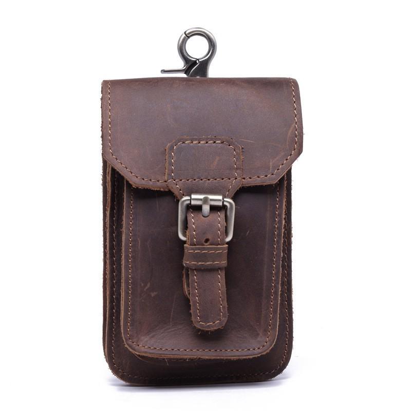 Original Men's Genuine Leather Waist Bag Retro Crazy Horse Motorcycle Artistic Leisure Phone