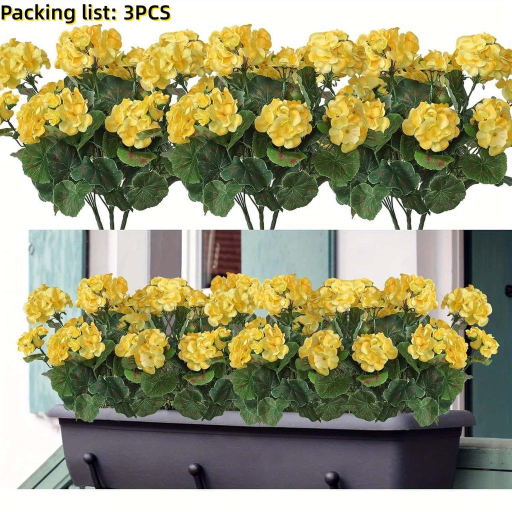 3/4ks Umělé Pelargonie Různých Barev - Venkovní Umělé Květiny pro Svatební, Zahrádkovou, Terasovou, Verandovou Dekoraci