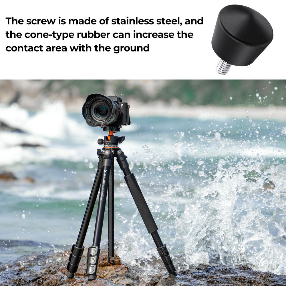 K&F CONCEPT 3Pcs  Tripod Foot Spikes Set 1/4 Inch Thread Rubber Anti-Slip Tripod Monopod Legs Feet Replacement Parts