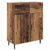 Highboard with Drawers 2 pcs Reclaimed Wood Look Engineered Wood and Glass