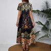 Bohemian V-Neck Short Sleeve Maxi Dress – Flowy Boho Printed Long Dress for Women, Casual Summer Sundress with Ethnic Floral Pattern
