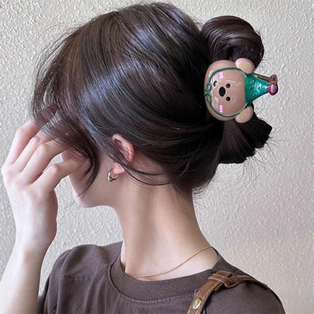 Hairpin Cartoon Hair Claw Acrylic Plastic Grab Clip Cute Bear Hair Clip  Vacation