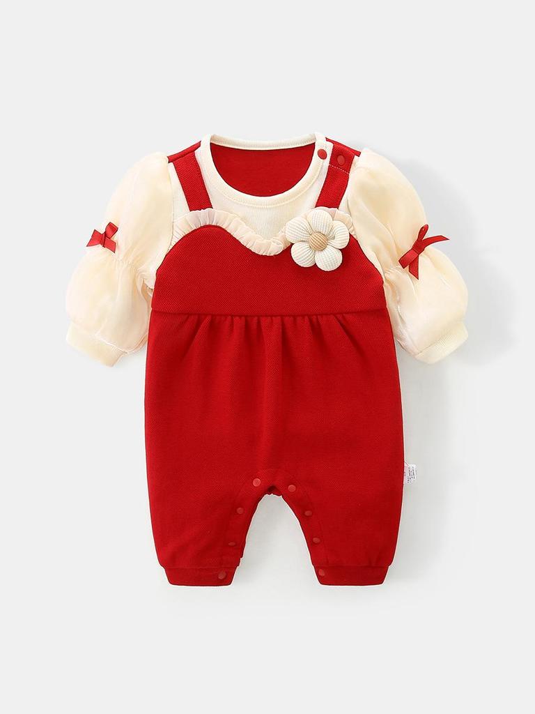 Autumn Long Sleeve Baby Romper – Newborn/1-Year-Old Girl Outfit
