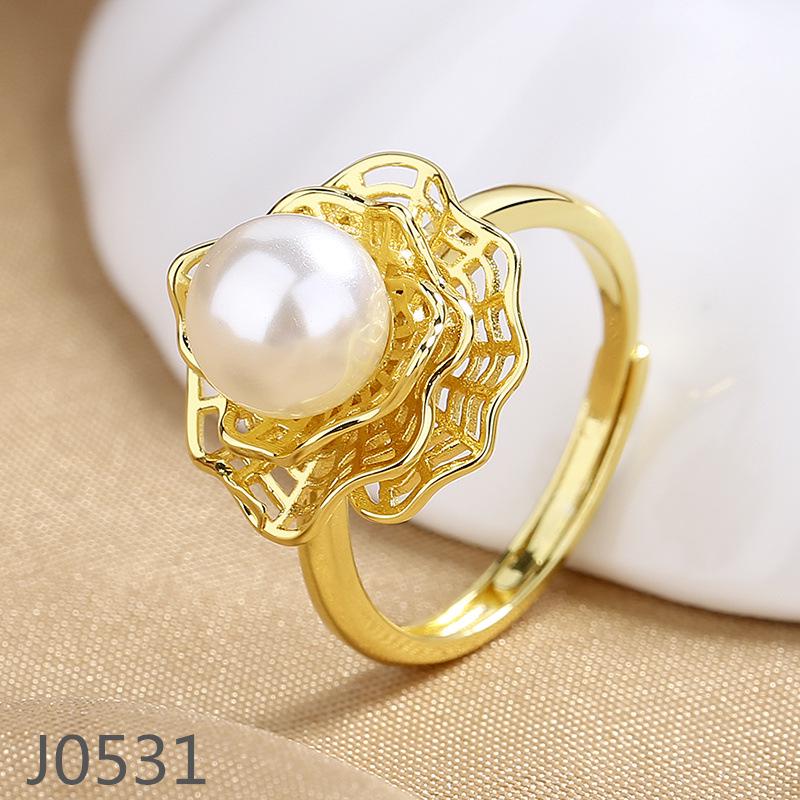 Korean Light Luxury Pearl Ring for Women – High-End Adjustable Index Finger Jewelry, Customizable Setting.