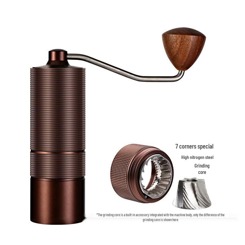 Stainless Steel Manual Coffee Grinder with External Adjustment and Seven-Star Ghost Teeth for Pour-Over Brewing