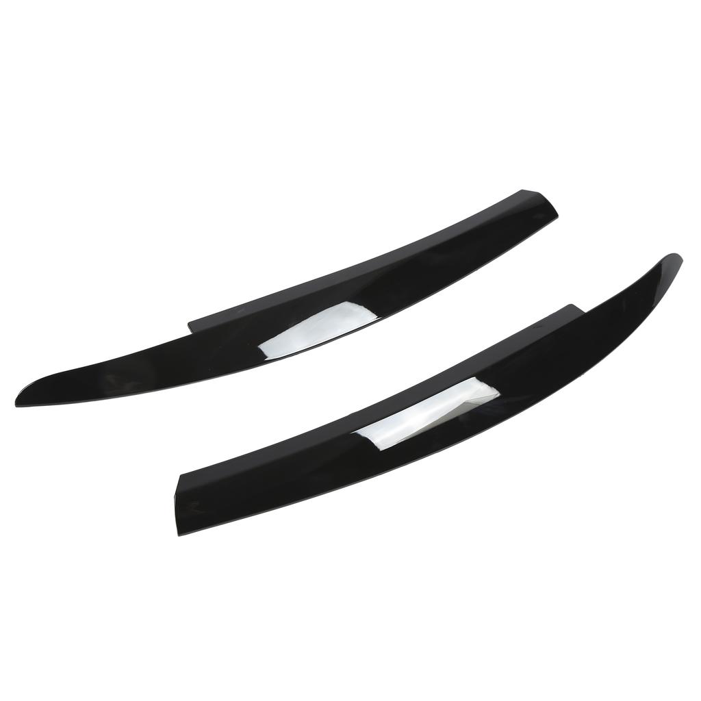 2PcsSet Front Headlight Eyebrow Eyelid Strips Cover Trim Glossy Black Lightweight ABS Exterior