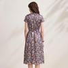 Zhaojun Women's Mulberry Silk Floral Short-Sleeve Slit Satin Dress