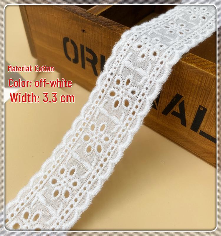 

Кружевная ткань с вышивкой из хлопка цвета Off-White для DIY одежды кукол - Двусторонние аксессуары с полым краем