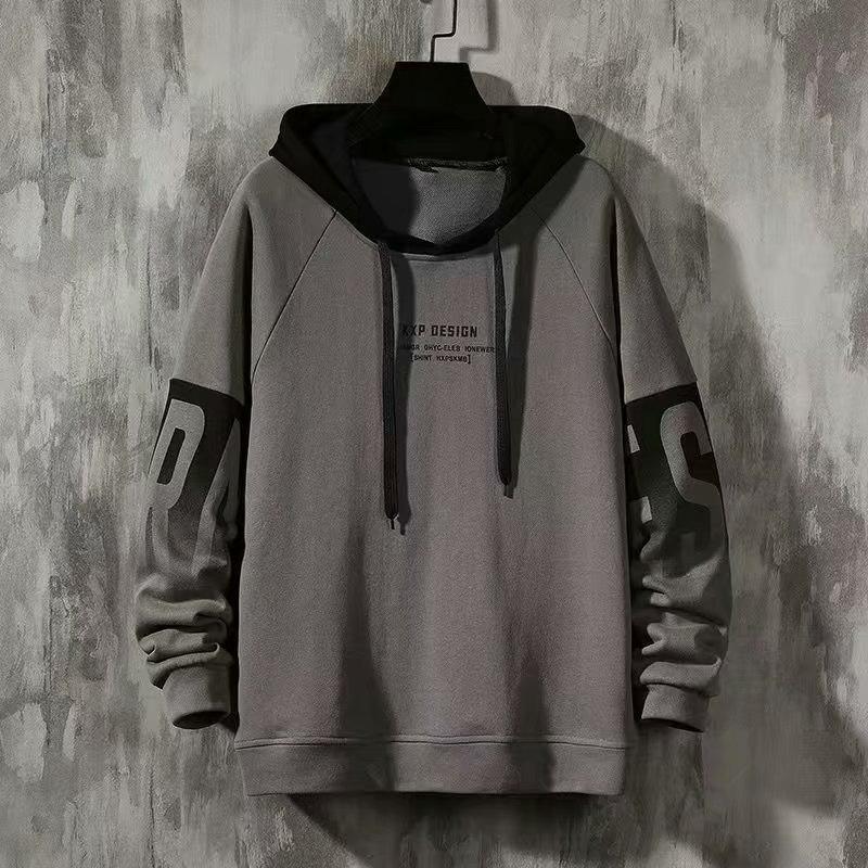 

Men s Hooded Sweater Autumn Trend Spring and Autumn Loose Casual Clothes Student Jacket 3XL сірий