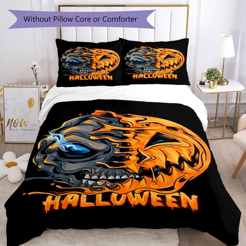 Halloween Bedding Set Breathable Duvet Cover with Pillowcases Decorative Bed Linen for Bedroom Home Decoration Birthday Gift