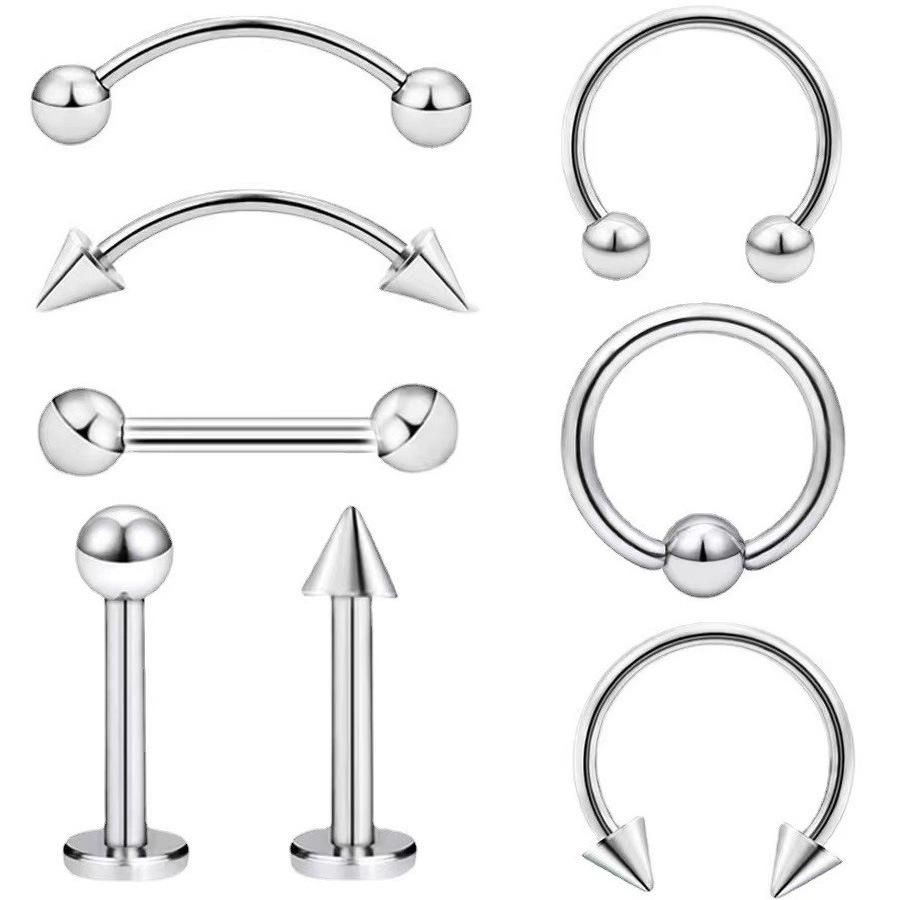 U-Shaped Nose & Eyebrow Horseshoe Piercing Jewelry Set - European & American Style