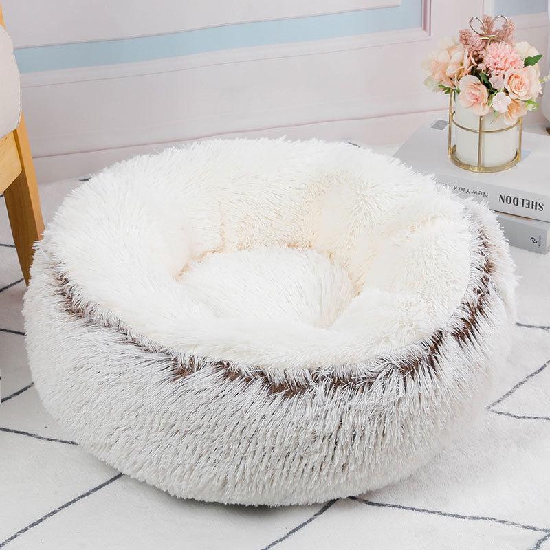 Winter Plush Two-color Doghouse Round Cat Nest Sleeping Comfort Pet Nest Plush Non-slip Nest