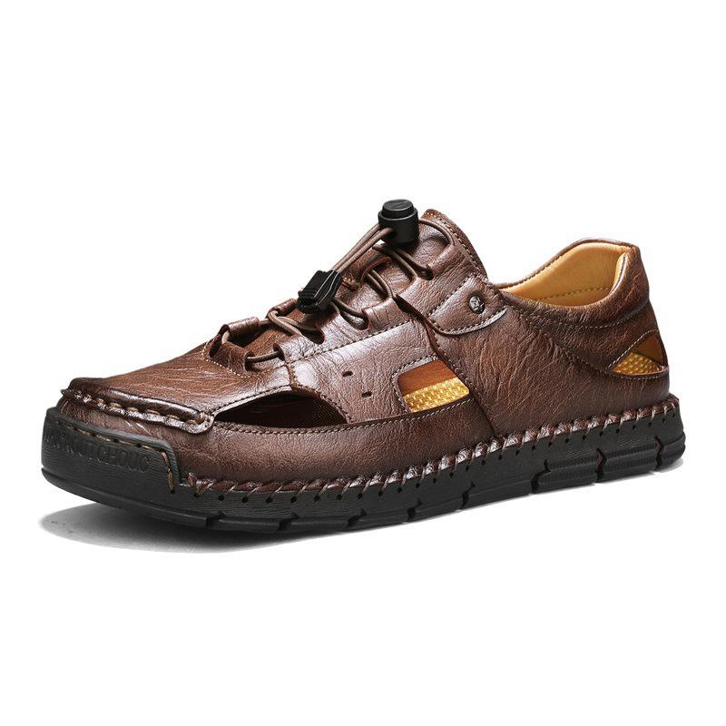 Men s Summer Breathable Leather Beach Sandals 44
