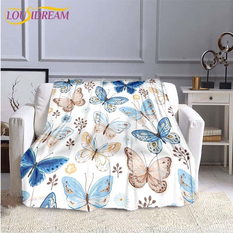 Butterfly Throw Blanket Soft Comfortable Sofa Blankets and Throws Flannel Blankets for Adults