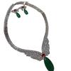 French Medieval Luxury Zircon Necklace Earrings Set Female Angel Wings Imitation Chalcedony Jewelry