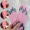 5Pcs/Set Pink Dual Ended Sculpture Pen Manicure Brush Rhinestone Nail Art Silicone Pen 3D Flower Carving Dotting Nail Tool