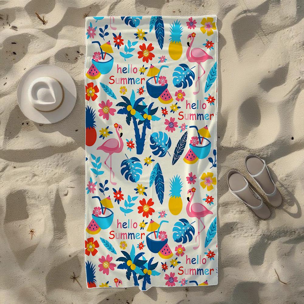 Flamingo Strand Szene Strandtuch, Weich Schnelltrocknend, Perfekt Für Tragbare Outdoor-Reisen, Schwimmen, Camping Und Sommerstrand