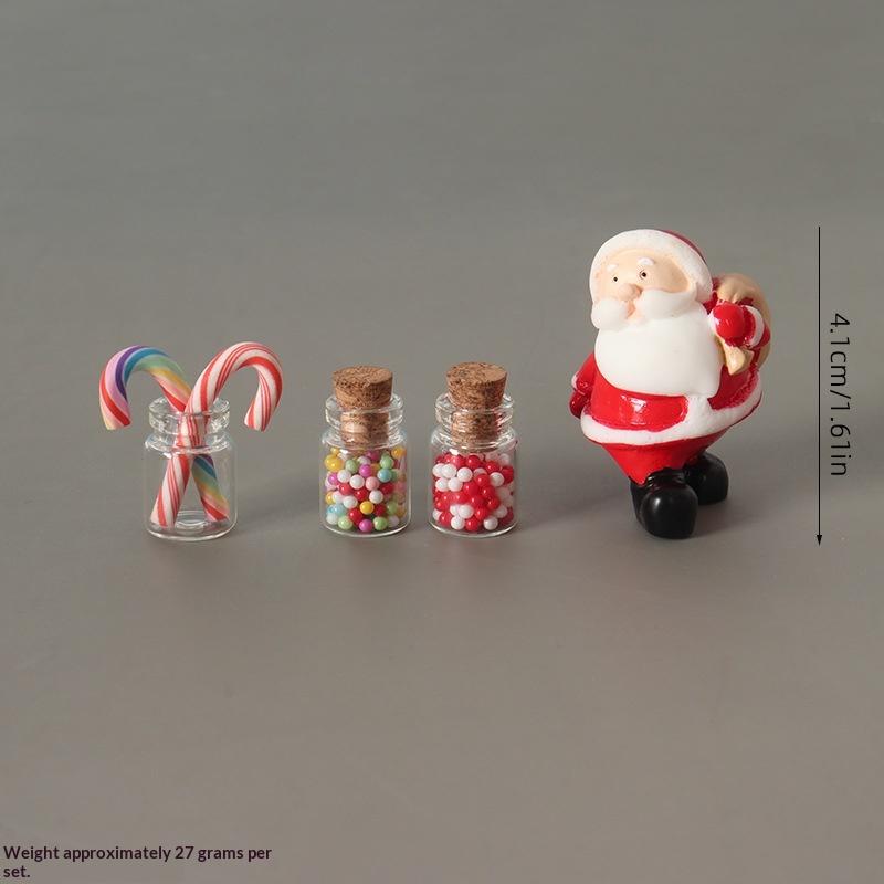 4/5/6/7 Pcs Christmas Miniature Decor Set With Snowman Sleigh Tiny Pine Tree Wreath For Home Desktop DIY Crafts