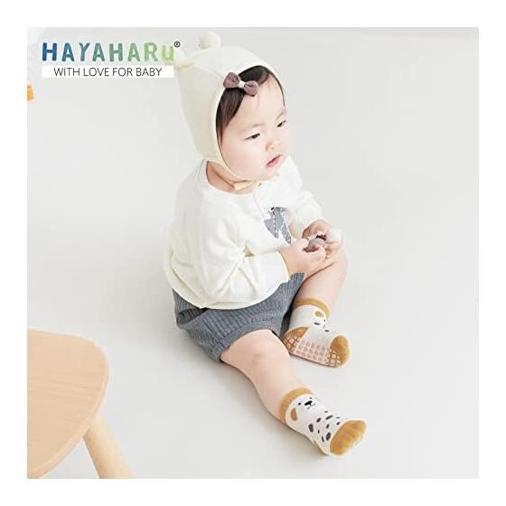 [HAYAHARU] Baby Socks, Anti-Slip, Children's Socks, Animal Pattern, Cute, Comfortable Room Socks, Kids Socks, Soft, Set of 5 Pairs, Ages 0-5