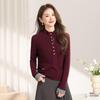 Qianbainian Damen Farbblock-Strickpullover aus reiner Wolle