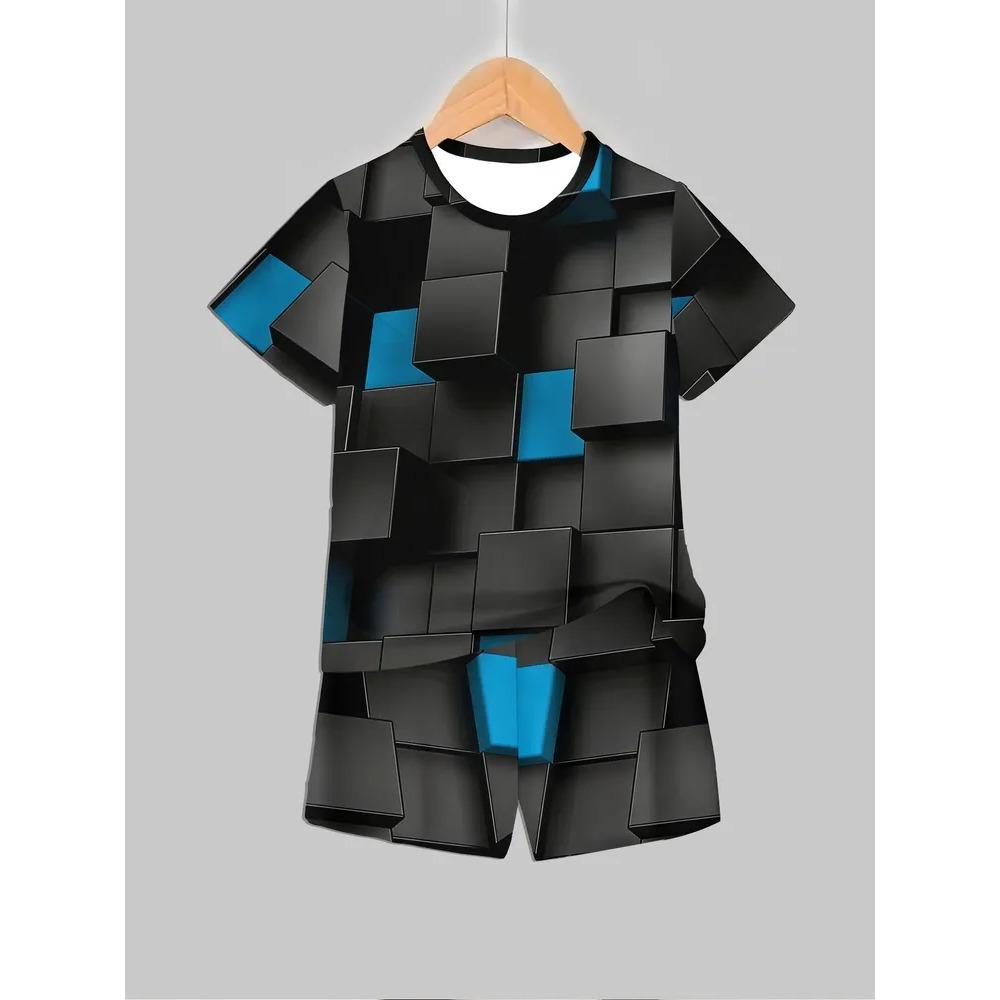 Summer Cartoon Creative Fun Pattern Children's Summer Fashion Comfortable Soft Breathable Short Sleeved Two-piece Set