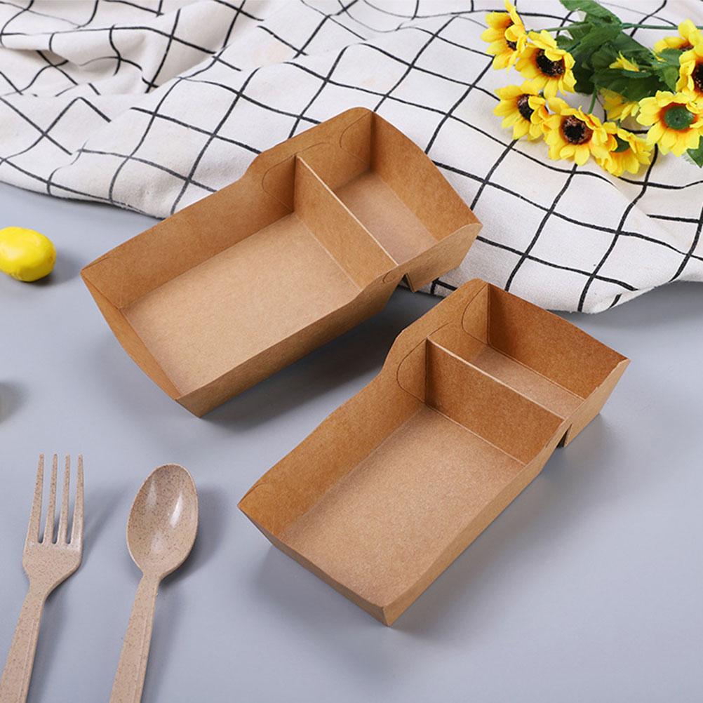 50 Pcs Kraft Paper Snack Box French Fries Boxes Popcorn Containers Party Supplies Gift Bags Disposable Food Trays Lightweight