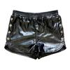 High Waist PU Leather Side Button Slit Shorts for Women