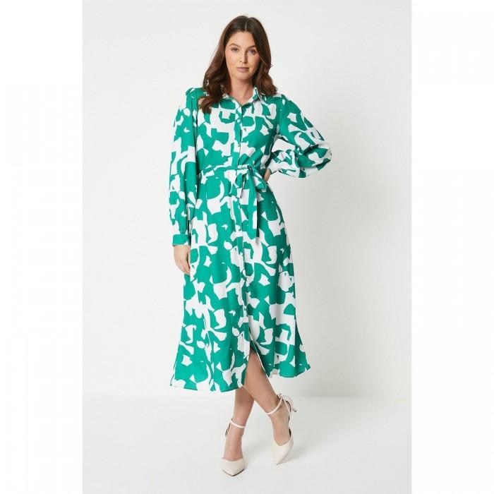 Abito a camicia con cintura astratta da donna/signora Principles 12 UK verde