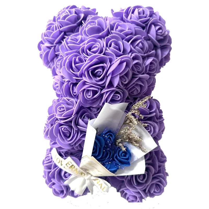 25cm Rose Flower Teddy Bear Gift Set In Premium Box Valentines Day Present For Her Mothers Birthday Anniversary Romance