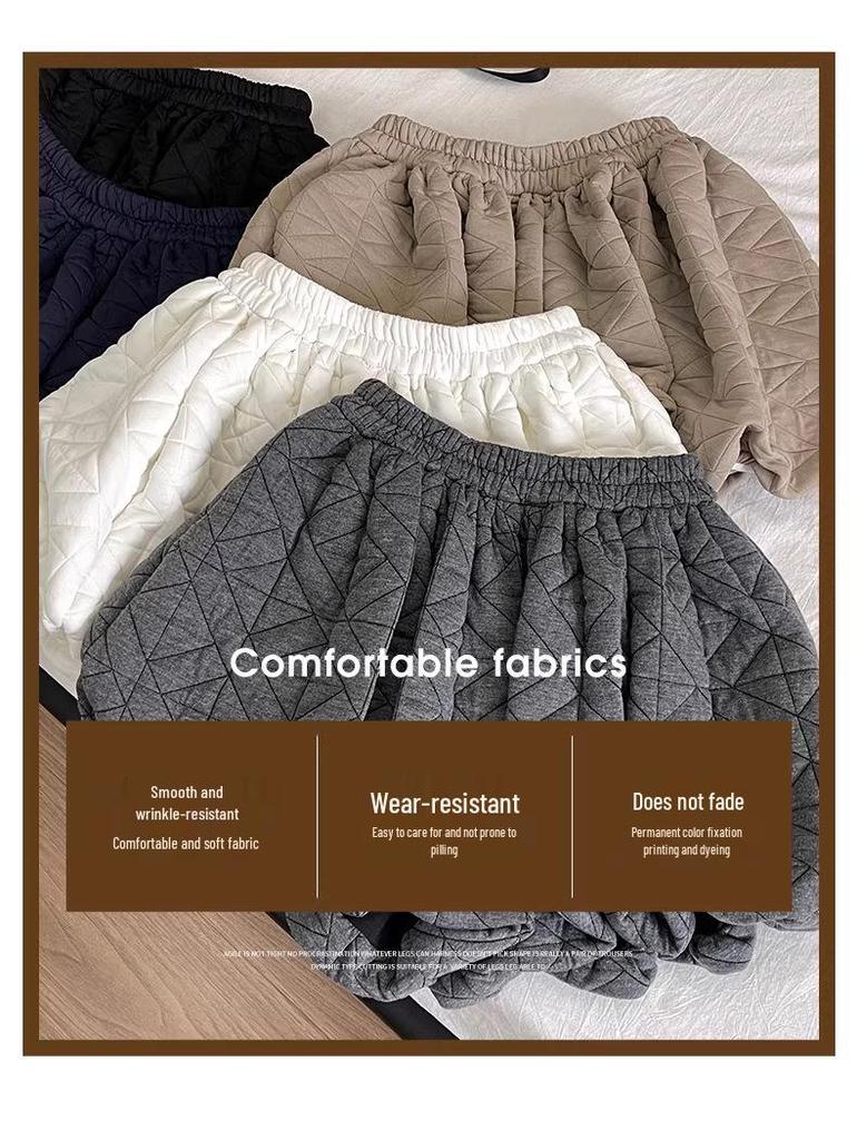 Gray High-Waist Quilted Bootcut Shorts for Women - Petite, Autumn/Winter